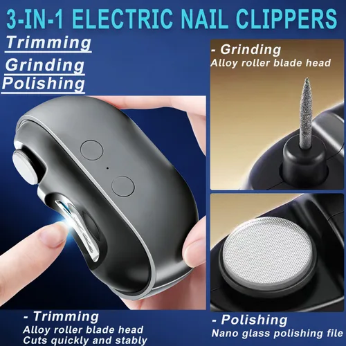 Miniatura 2 de Cortaúñas eléctrico, 3 en 1 automático, juego de manicura y pedicura recargable, adecuado para personas mayores, hombres y niños, diseño