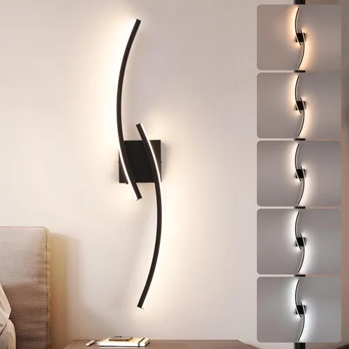 Aplique de Pared Moderno Cableado, Luces LED de Pared Modernas de 4000K para Sala de Estar de 31.5 Pulgadas, Accesorios de Luz de Pared Negros para
