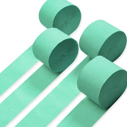 PartyWoo Serpentinas de papel crepé verde menta, 4 rollos de 328 pies para decoración de fiestas, bodas, cumpleaños, baby shower PartyWoo