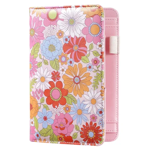 Miniatura 12 de Libro de mesero, libro de mezclilla para Watiress con cara sonriente esponjosa, bordado de felpa con diseño de flor de dólar