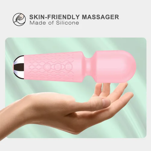 Miniatura 3 de Masajeador personal de espalda, masajeador de mano impermeable y recargable, 20 velocidades, 8 patrones, masaje de vibración, perfecto para Rosa