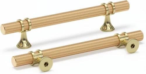 Miniatura 31 de Haliwu - Paquete de 6 perillas doradas negras para gabinete, perillas de cajón en T de dos tonos, perillas de cocina negras mate, perillas sólidas