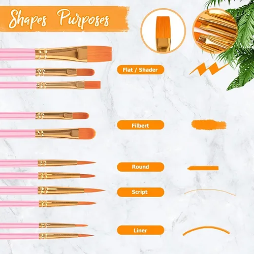 Miniatura 2 de para niños, adolescentes, chicas adolescentes, cosas de moda, relleno para cesta de Pascua, juego de pinceles de pintura acrílica Soucolor para Rosa