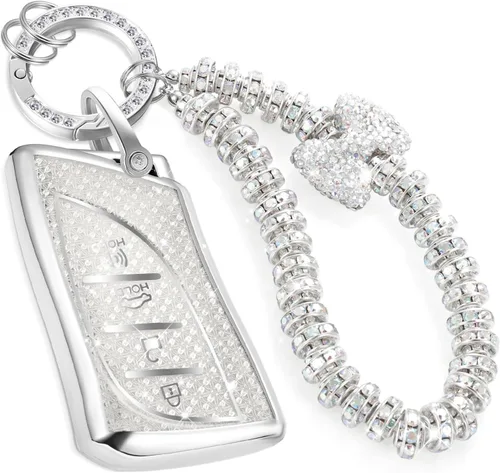 Miniatura 28 de Funda para llavero Buick con llavero de pulsera de circonita de moda, diseño de diamantes encantadores funda suave para Avenir Envision Encore Chevy