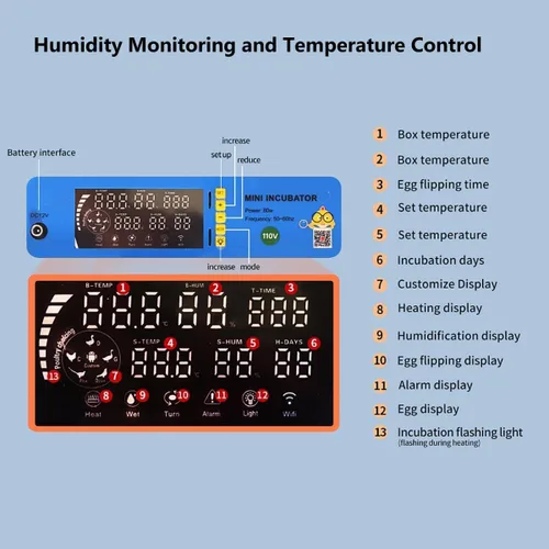 Miniatura 7 de Incubadora Automática de Huevos, Incubadoras Grandes para Incubar Huevos con Giro Automático de Huevos y Control de Temperatura, Máquina Incubadora