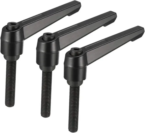 Miniatura 15 de uxcell M6 x 0.787 in Mango de palanca de sujeción ajustable Rosca Botón de trinquete macho roscado Perillas de bloqueo Tornillo giratorio Perno