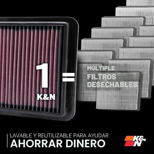 Miniatura 2 de K&N - Filtro de aire para motor: Filtro de repuesto de alto rendimiento, premium, lavable Compatible con Honda/Acura V6 2016-2019
