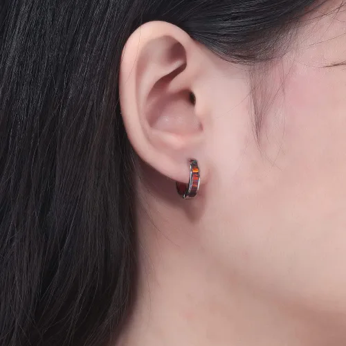 Miniatura 2 de CiNily Aretes Huggie de ópalo con bisagras, chapados en oro, hipoalergénicos, pequeños aretes de aro para mujeres, adolescentes, niñas, hombres