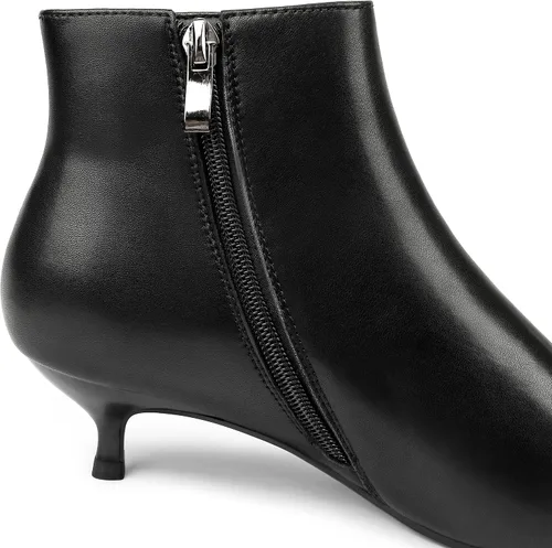 Miniatura 8 de MERUMOTE Botines de cuero para mujer, zapatos de tacón bajo, botines de invierno con cremallera