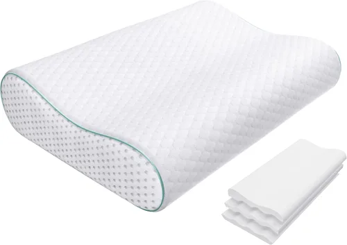 Almohada de espuma viscoelástica ergonómica Releep - Almohada ortopédica de soporte cervical para alivio del dolor de cuello y hombro, almohada de