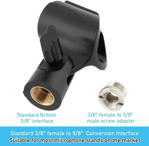 Miniatura 4 de Clip de micrófono de ángulo ajustable en forma de U Soporte de clip de micrófono con adaptador de tornillo Soporte universal para micrófono