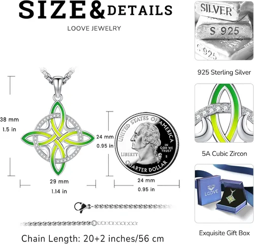 Miniatura 120 de Collar de pentagrama de plata de ley con triple luna, diosa celta, nudo celta, nudo de brujas, Ankh, sol y luna, Hécate, lilith, Santa Muerte