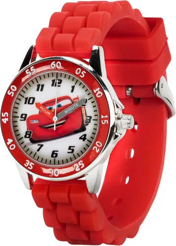 Miniatura 8 de Disney Reloj para enseñar la hora a niños CZ1009 Cars Rayo McQueen Reloj circular con correa de hule roja