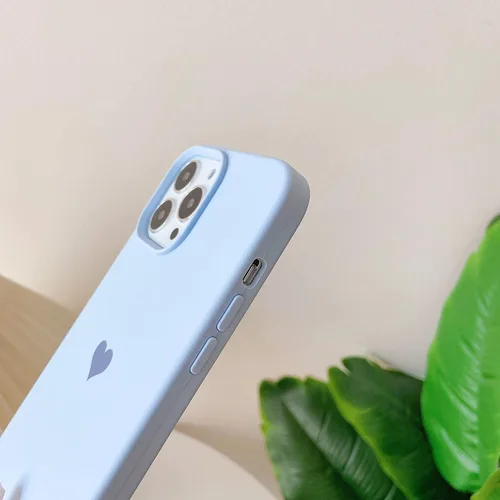 Miniatura 5 de Funda compatible con iPhone 13 Pro Max de silicona para mujeres y niñas, diseño de corazón azul, delgada, con forro de microfibra suave