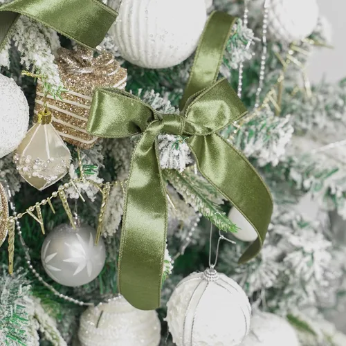 Miniatura 5 de MEEDEE Cinta de terciopelo verde musgo, 1.5 pulgadas, 25 yardas, terciopelo triturado, cinta de Navidad para árbol, coronas, lazos Verde Oliva