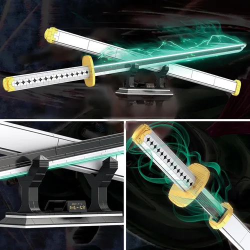 Miniatura 3 de HIGH GODO Demon Anime Sword Building Set, Kit de Bloques de Hacha y Martillo Meteoro de 43 Pulgadas, Set de Bloques de Construcción de Armas