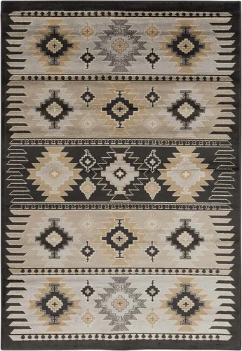 Miniatura 12 de Hoylake Southwestern - tapete estilo tribal, azteca, indio americano e indie, felpudo, pequeño, marrón, gris, negro, 1 pie y 10 pulgadas por 2 pies