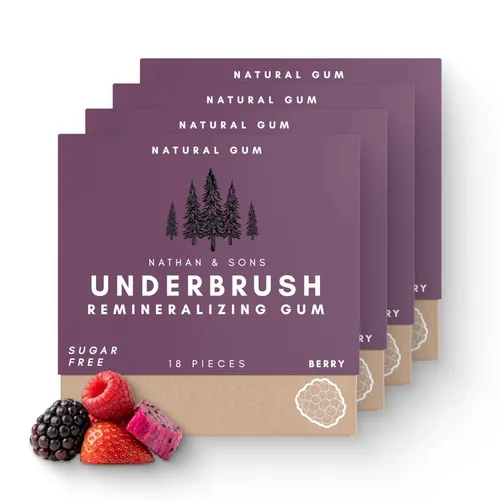 Miniatura 11 de UnderBrush Mastic Mint – Goma de mascar remineralizante sin azúcar con xilitol e hidroxiapatita – Apoya el aliento fresco y la salud bucal – Base