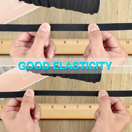 Miniatura 4 de Coopay Bandas elásticas planas de 1/2 pulgada de largo y 100 yardas de largo, cuerda elástica plana para coser proyectos de bricolaje, artes y Blanco