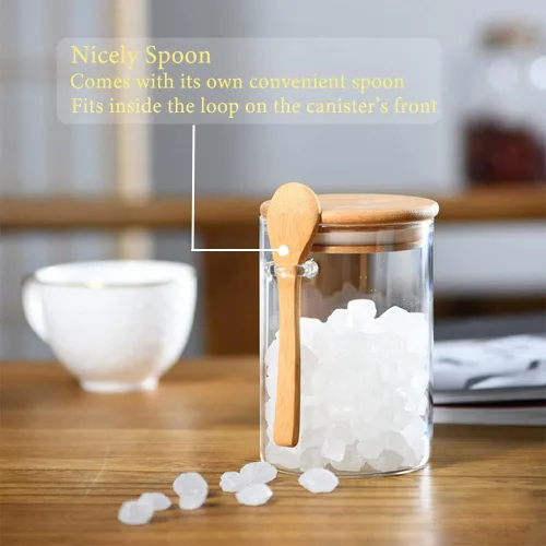 Miniatura 7 de Yalucky Tarros de especias, recipientes de avena durante la noche con tapa hermética y cuchara, juego de recipientes decorativos de cocina