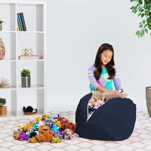 Miniatura 6 de Posh Stuffable Kids Funda de Silla Puf Rellenable para Almacenamiento de Animales de Peluche - Organizador de Juguetes Infantiles, Mediano 27