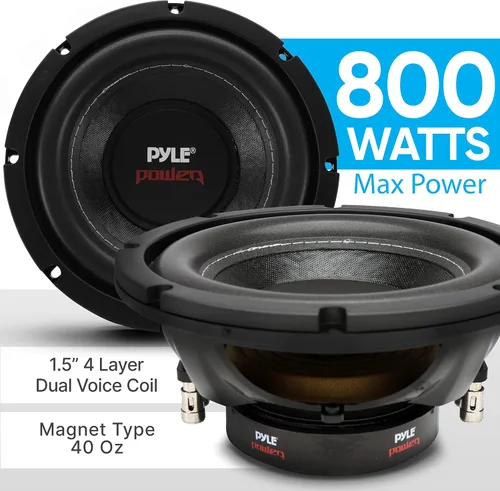 Miniatura 3 de Altavoz de graves de 4 ohmios doble de 1000 W y 10 pulgadas Pyle, 8" (20 cm)
