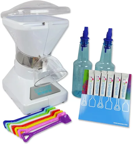 SNOWIE - Máquina de Conos de Nieve Little Snowie Max - Fabricadora de Hielo Raspado Premium, Con Mezcla de Jarabe en Polvo con Palitos, Kit de 6