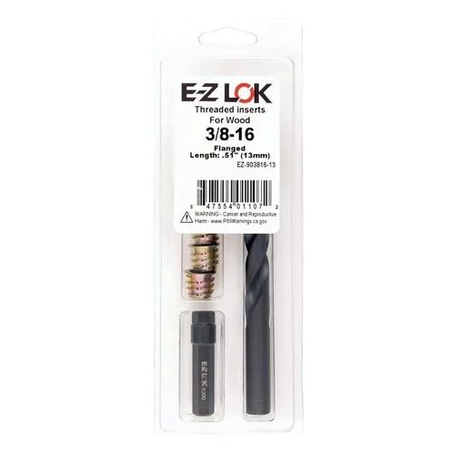Miniatura 27 de Kit de reparación de rosca hexagonal E-Z para insertos roscados embutidos de madera blanda 5/16-18 x 25mm, taladro, herramienta de instalación