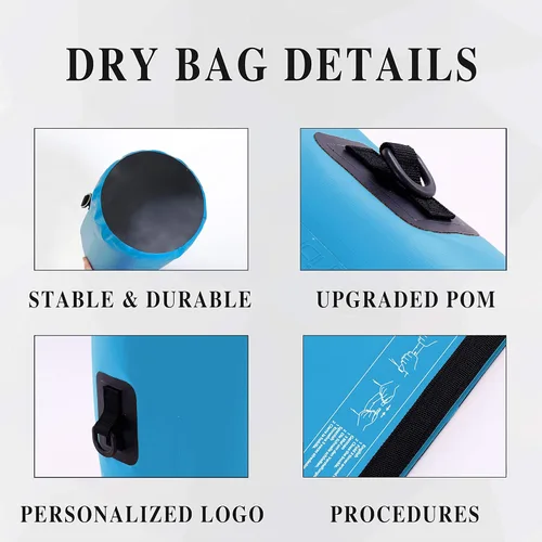Miniatura 2 de IDRYBAG Bolsa seca para kayak impermeable 2L/5L/10L/15L/20L, pequeña bolsa impermeable para navegación Azul claro