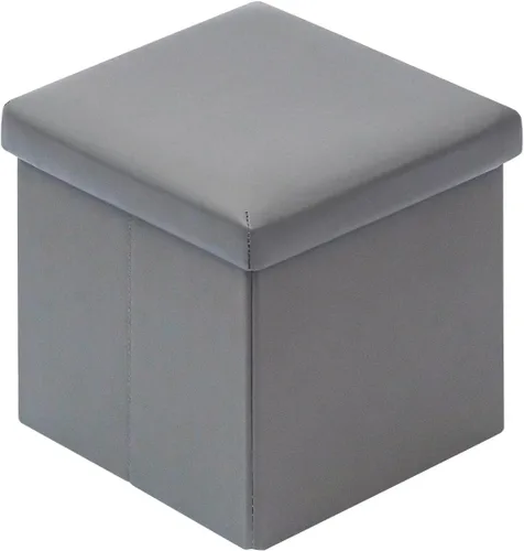 Miniatura 19 de B FSOBEIIALEO Cubo otomano plegable de almacenamiento con piel sintética para sala de estar, dormitorio, oficina en casa, reposapiés de Negro