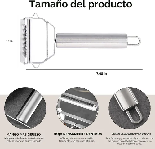 Miniatura 2 de ReNext - Pelador de juliana multifunción de acero inoxidable, pelador de verduras, rallador de doble cepillado, accesorios de cocina, herramientas
