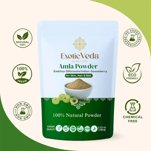 Miniatura 7 de Amla Powder Grosella espinosa india 100% pura y natural Suplemento de hierbas ayurvédicas para el cuidado del cabello, brillo de la piel