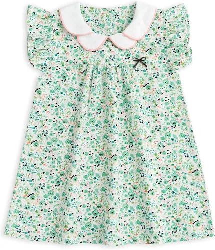 Simplee kids Vestido casual para niñas pequeñas, vestido fruncido con estampado floral para primavera y verano de 1 a 6 años