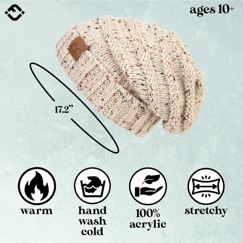 Miniatura 6 de Funky Junque Gorro de moda de punto trenzado de talla extragrande, grueso, abrigado, suave y holgado
