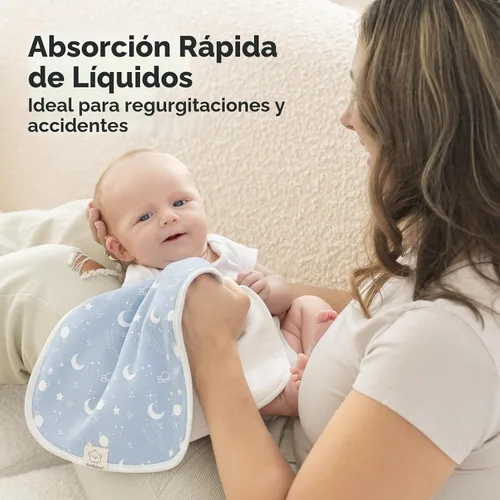 Miniatura 6 de Paños orgánicos para eructos para bebés niños y niñas, paquete de 5 paños de algodón súper absorbentes para bebés, trapos suaves y afelpados