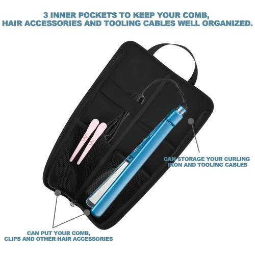 Miniatura 2 de Beautyflier Bolsa universal de alta calidad para plancha plana, bolsa de viaje de lona resistente al calor para alisadores de cabello, ideal