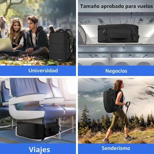 Miniatura 9 de Taygeer Mochila de viaje para laptop para hombres y mujeres, mochila de viaje aprobada por avión con bolsillo para botella de agua, bolsa de Negro