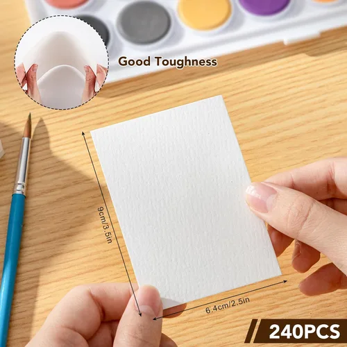 Miniatura 2 de 240 hojas de papel de acuarela a granel, papel de prensa en frío de 110 lb/230 GSM, papel de color de agua blanca para dibujar tarjetas de regalo
