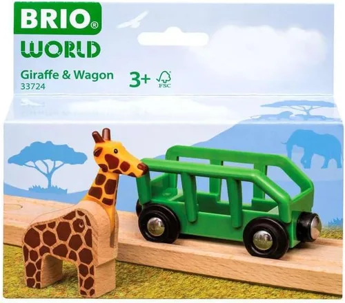 Miniatura 2 de BRIO World - 33724 Juego de jirafa y vagón Accesorio imaginativo de tren de juguete para niños Madera certificada FSC Diseñado para niños