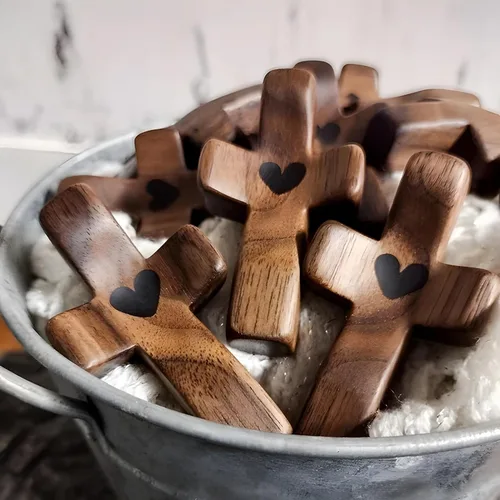 Miniatura 6 de Cruz de oración de bolsillo de madera, paquete de 105 cruces de madera de mano para iglesia, regalo cristiano, ministerio, regalos de escuela