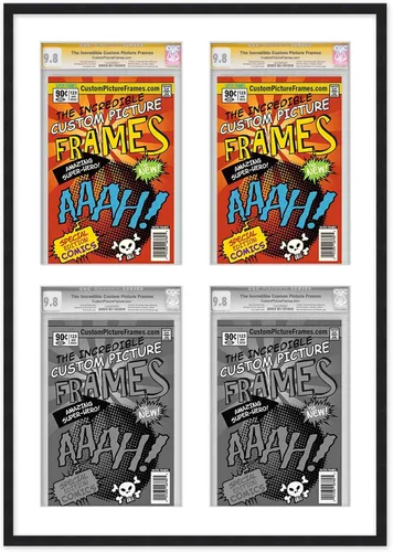 Miniatura 25 de Marco negro para cómics graduados Marco completo de cómics con paspartú de conservación negro y acrílico de grado UV Hecho para exhibir (6)