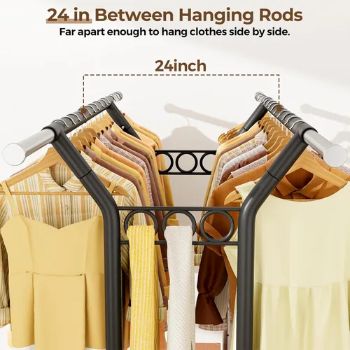 Miniatura 3 de HYSEYY Perchero de ropa resistente, perchero con estantes de carga de 620 libras, perchero de doble barra para colgar ropa, perchero portátil