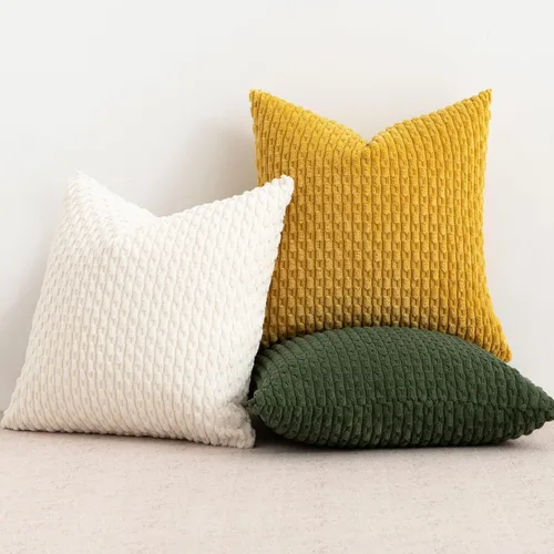 Miniatura 4 de UGASA - Funda de almohada decorativa de pana suave de 18 x 18 pulgadas, estilo bohemio, a rayas, decoración moderna del hogar para sofá, sala
