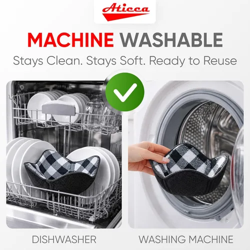 Miniatura 8 de Aticca Juego de 4 almohadillas calientes para tazas de caldo para microondas y platos calientes, multiusos, a prueba de calor Negro
