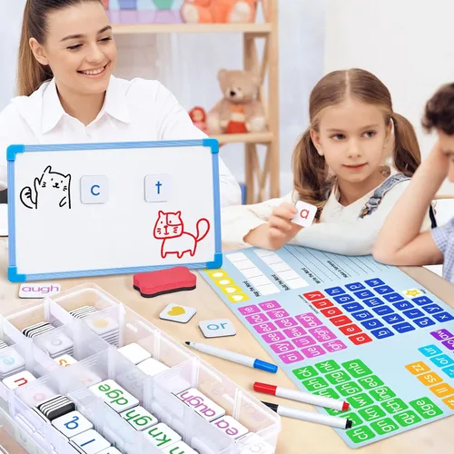 Miniatura 8 de JoyCat 265 Fichas Magnéticas de Letras Fonéticas - Hooked on Phonics, Set de Juegos de Lectura ABC con Carpeta para Formar Palabras y Estuche