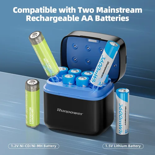 Miniatura 2 de Batería recargable AA, batería de litio de 1.5V 3600mAh, paquete de 2