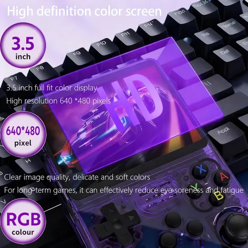 Miniatura 5 de Consola de juegos retro de mano R36S, pantalla HD IPS de 3.5 pulgadas, batería de 3200mAh, 128G con más de 20000 juegos integrados, más de 20