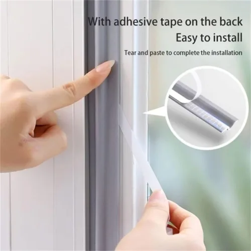 Miniatura 3 de Tira de sellado autoadhesiva para huecos de ventanas de 80 pulgadas, tira de sellado de puertas resistente al viento e insonorizada, cinta de Blanco