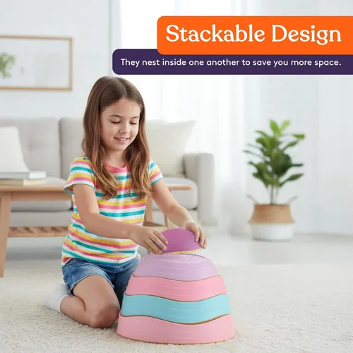 Miniatura 5 de Special Supplies Stepping Stones for Kids, 5 Balance Indoor and Outdoor Blocks Promote Coordination, Balance, Strength, Child Safe Rubber, Non-Slip