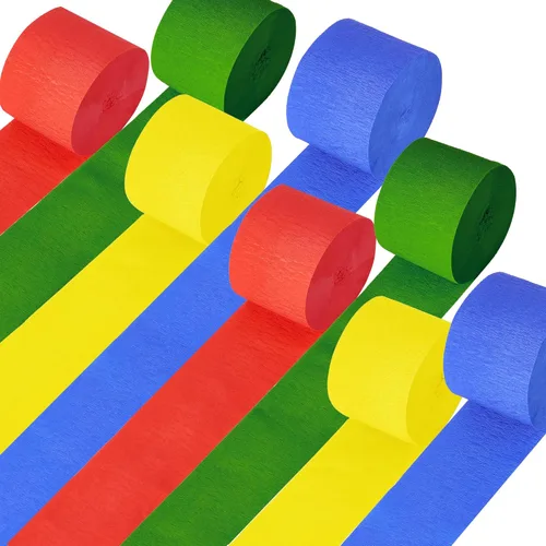 Miniatura 18 de Kit de serpentinas de papel crepé, 8 rollos de 656 pies, negro, morado, azul, verde, a granel para decoración de videojuegos, fiestas, cabina